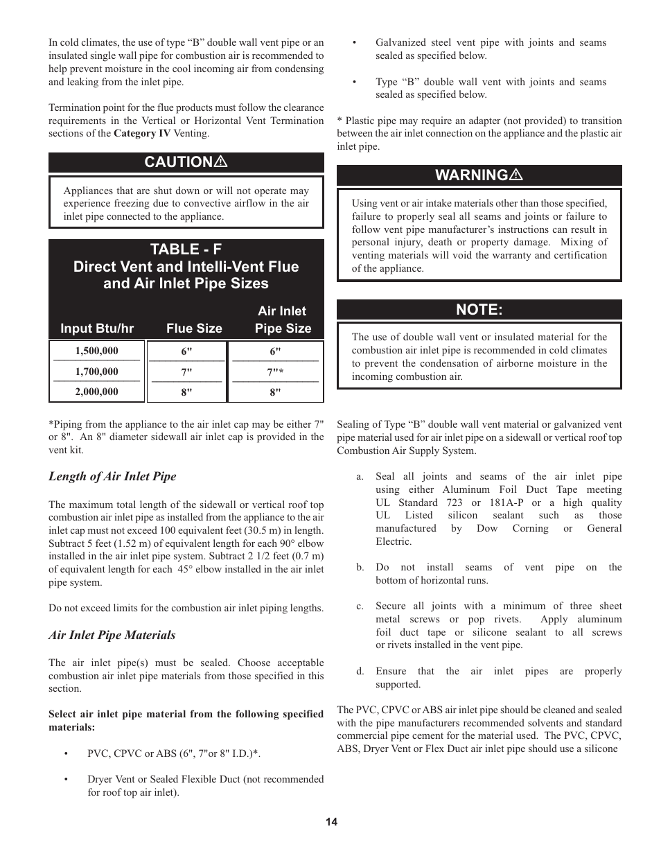 Caution ƽ, Warning ƽ | Lochinvar 000 through 2 User Manual | Page 14 / 80