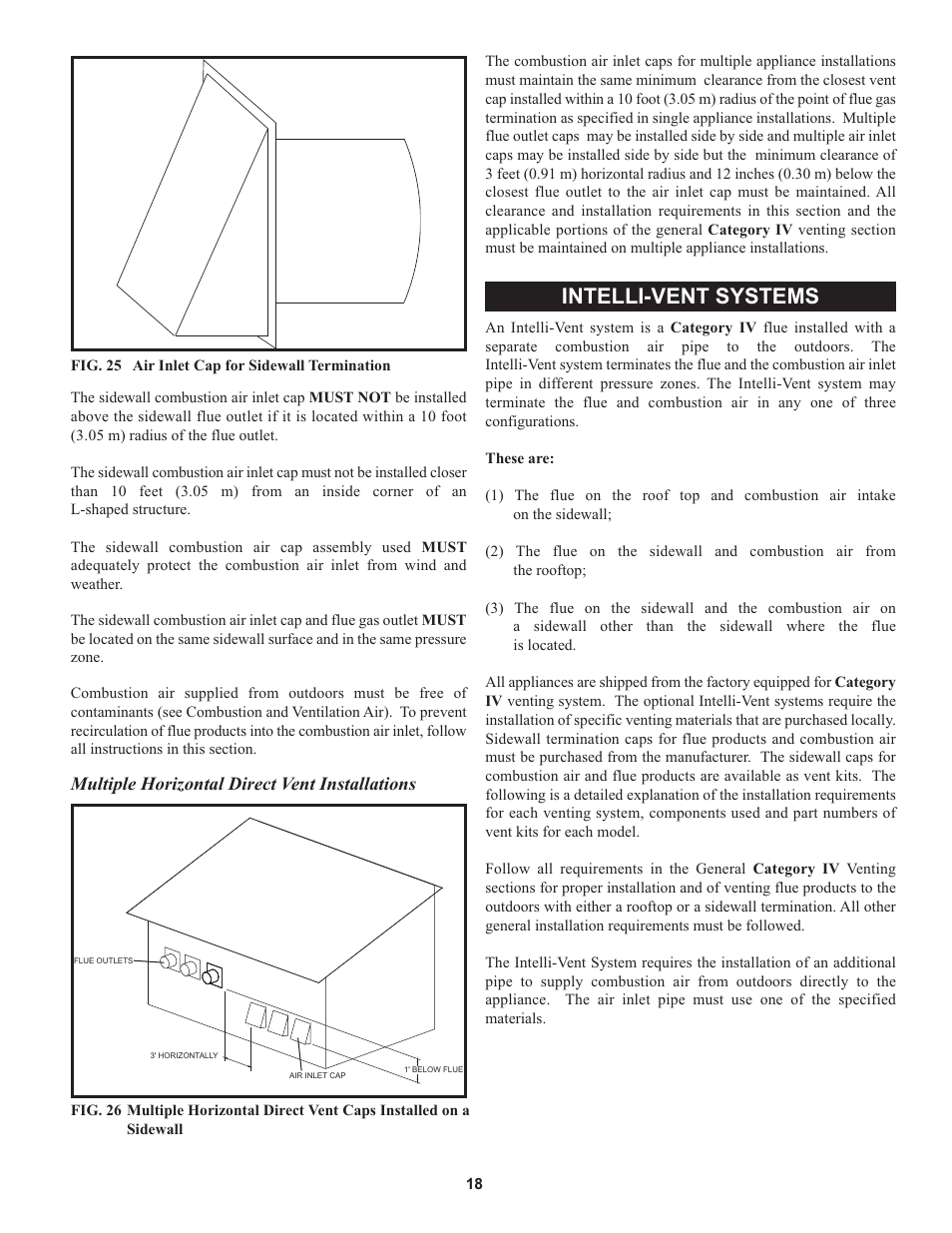 Intelli-vent systems, Multiple horizontal direct vent installations | Lochinvar 000 through 2 User Manual | Page 18 / 80