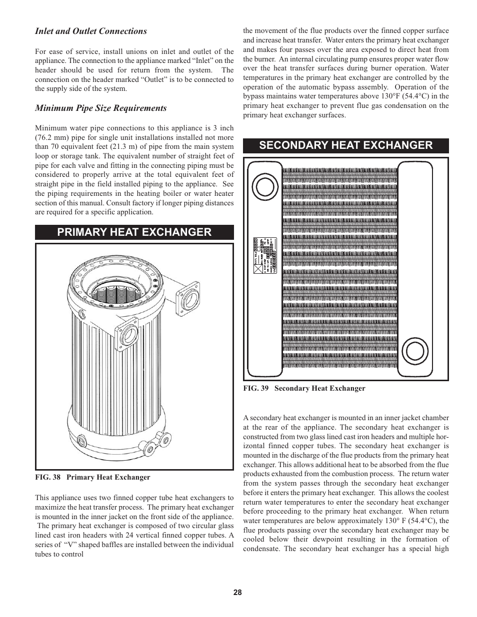 Primary heat exchanger, Secondary heat exchanger | Lochinvar 000 through 2 User Manual | Page 28 / 80