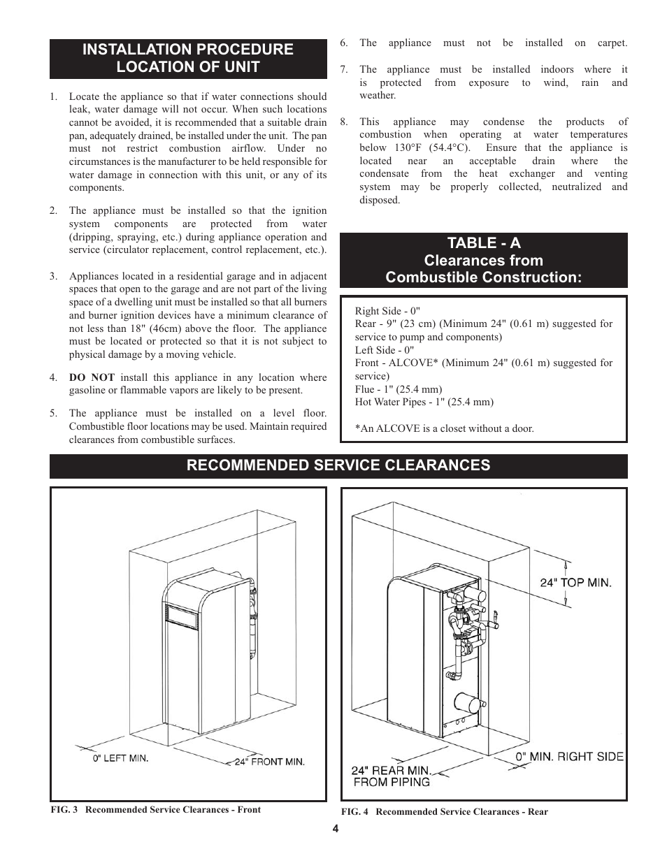 Recommended service clearances | Lochinvar 000 through 2 User Manual | Page 4 / 80