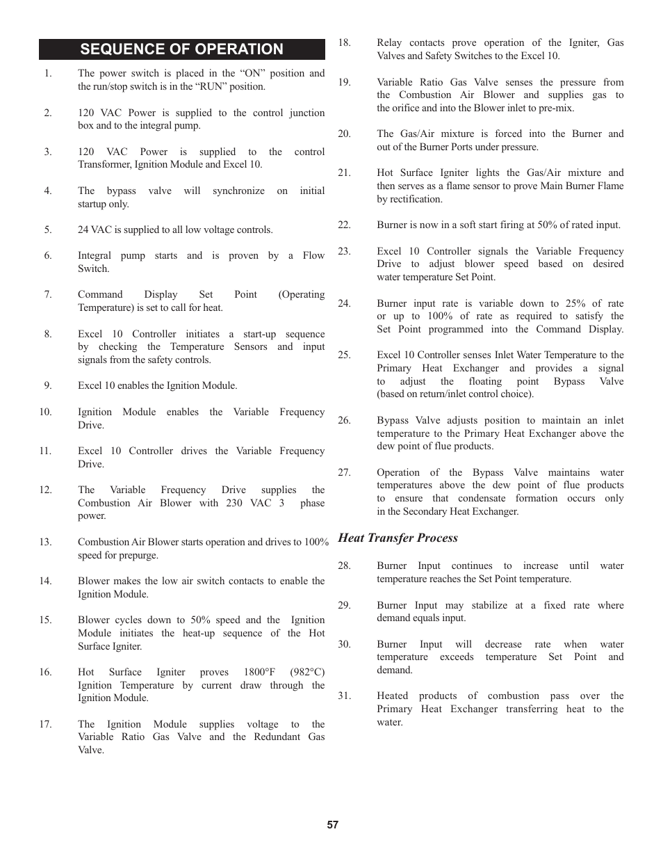 Sequence of operation | Lochinvar 000 through 2 User Manual | Page 57 / 80