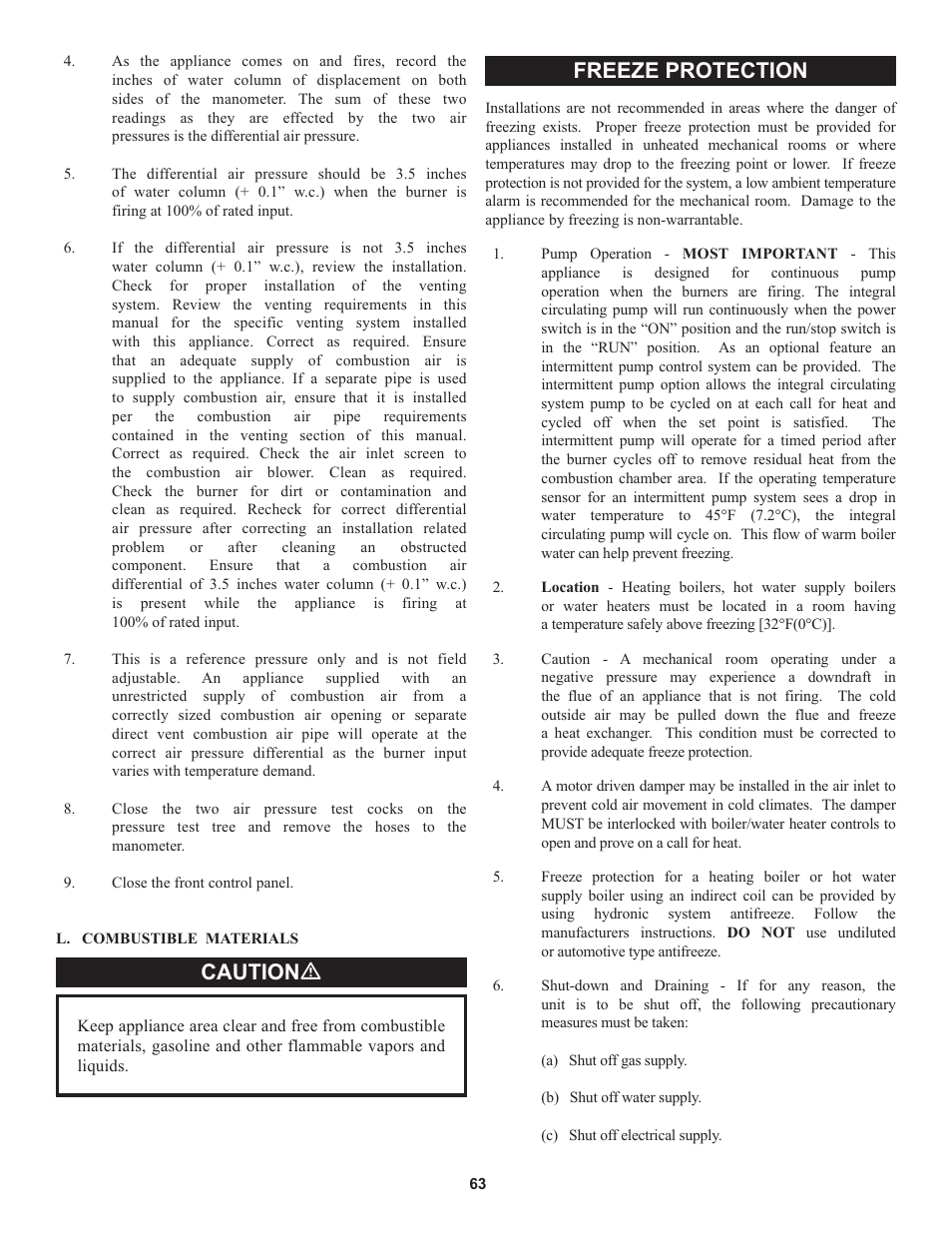 Freeze protection caution ƽ | Lochinvar 000 through 2 User Manual | Page 63 / 80