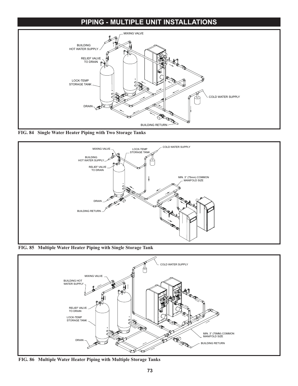 Piping - multiple unit installations | Lochinvar 000 through 2 User Manual | Page 73 / 80