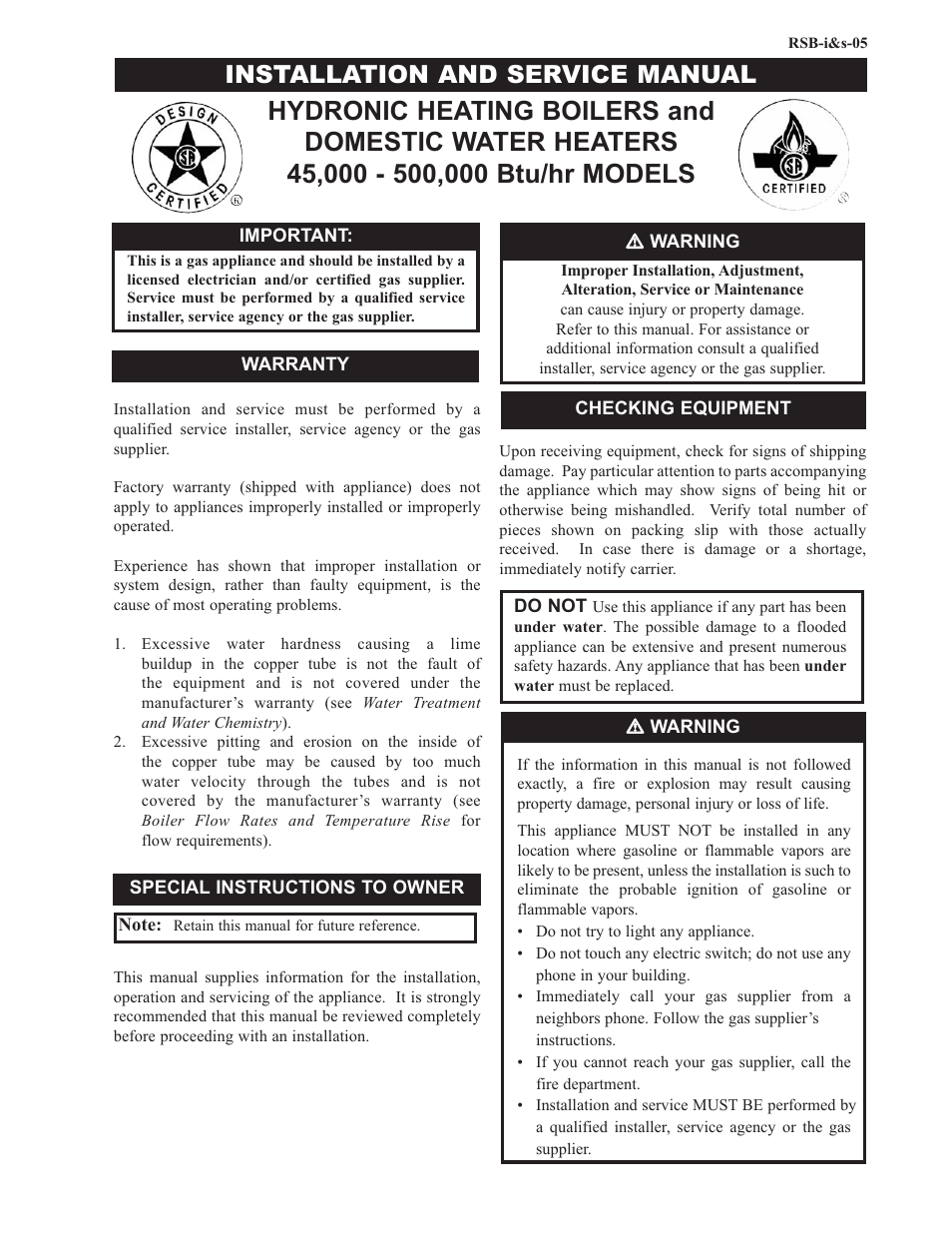 Lochinvar 000 - 500 User Manual | 52 pages