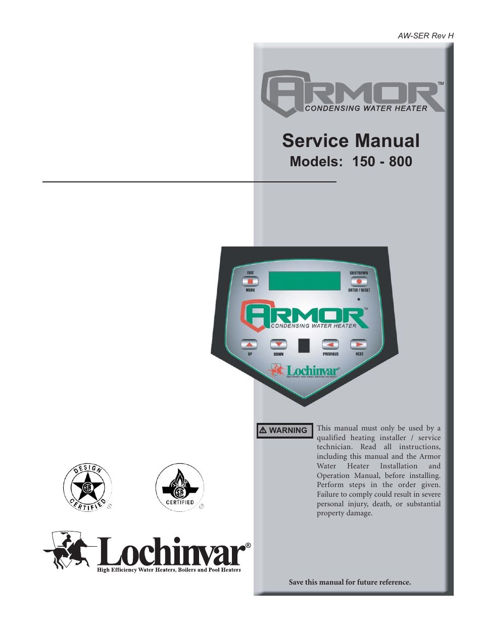 Lochinvar ARMOR 150 - 800 User Manual | 36 pages