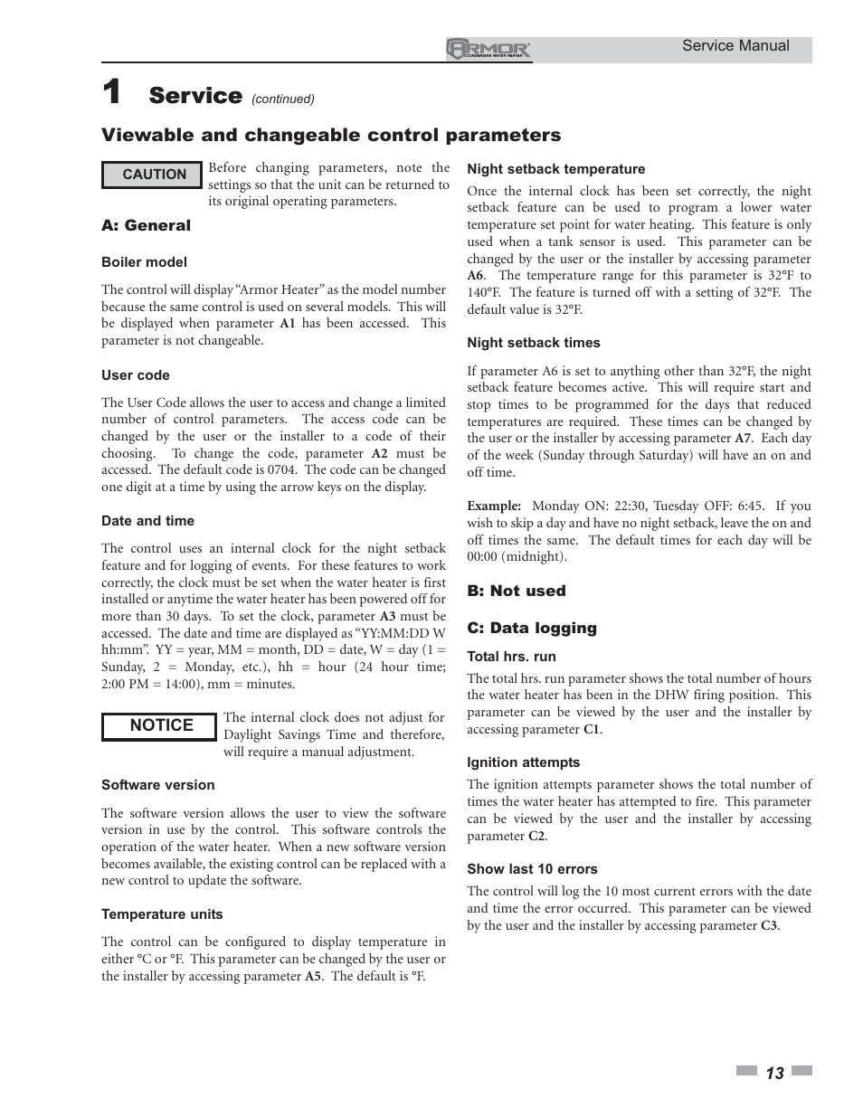 Service | Lochinvar ARMOR 150 - 800 User Manual | Page 13 / 36