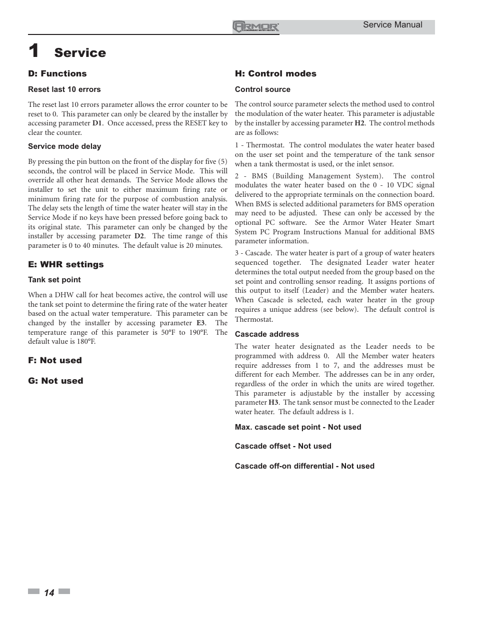 Service | Lochinvar ARMOR 150 - 800 User Manual | Page 14 / 36