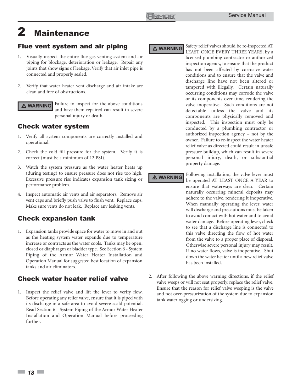 Maintenance | Lochinvar ARMOR 150 - 800 User Manual | Page 18 / 36