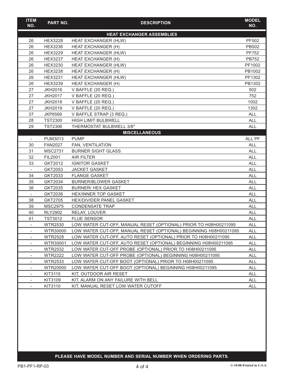 Lochinvar PF 502 thru 1302 User Manual | Page 4 / 4