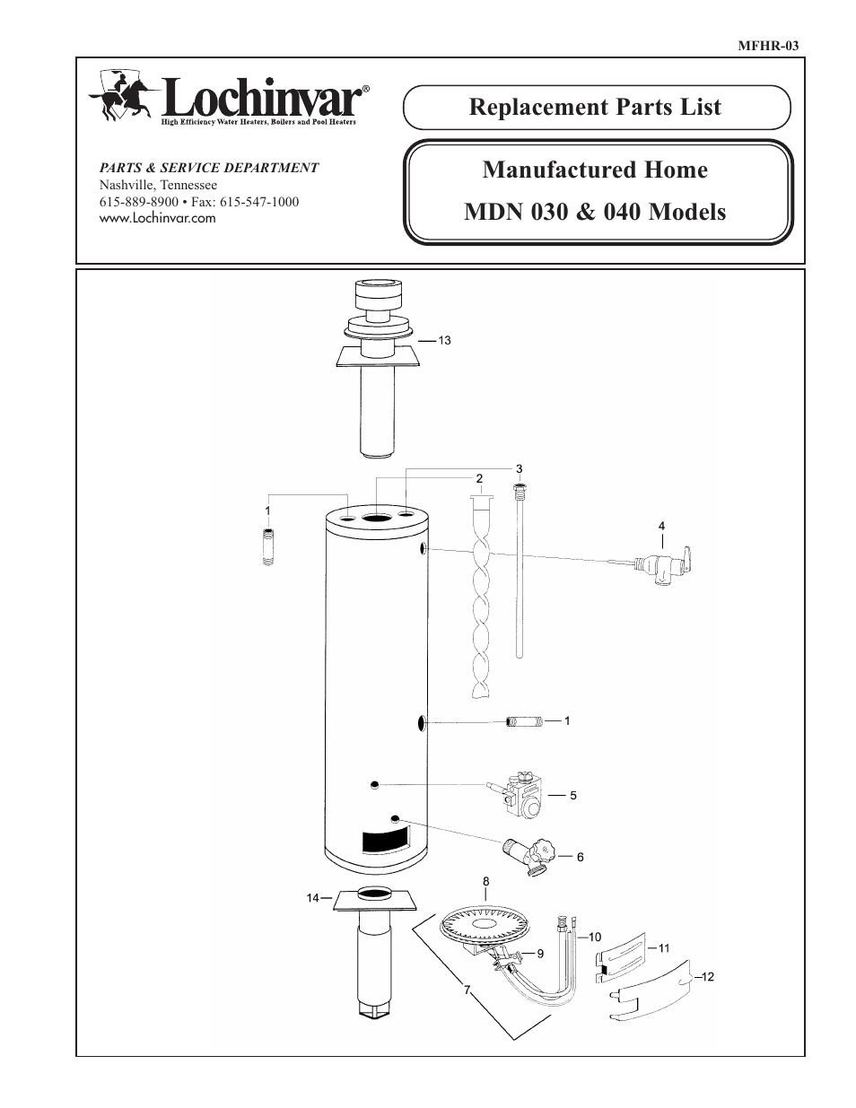 Lochinvar MDN 040 User Manual | 2 pages