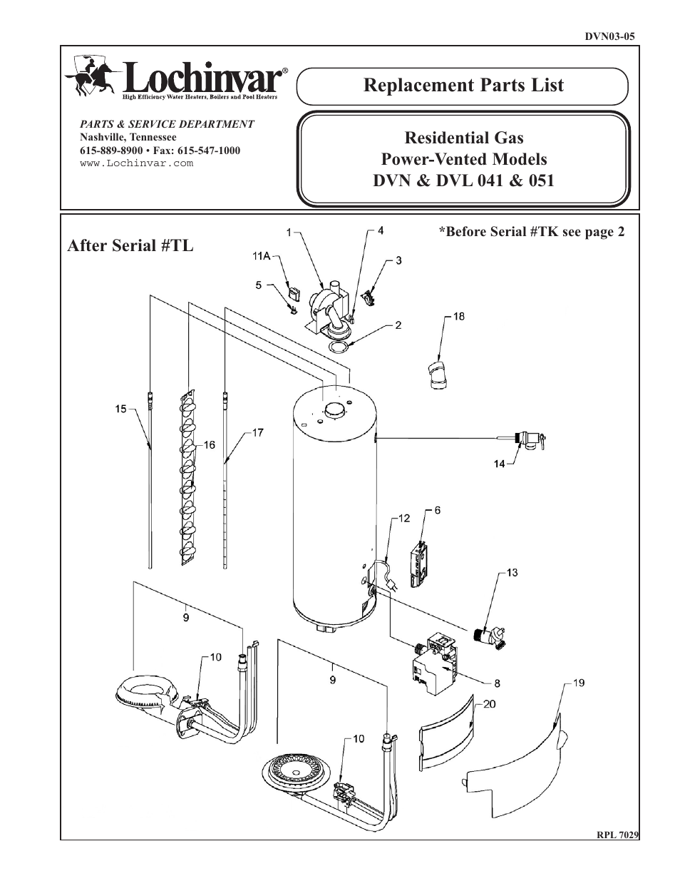 Lochinvar DVL 041 User Manual | 4 pages
