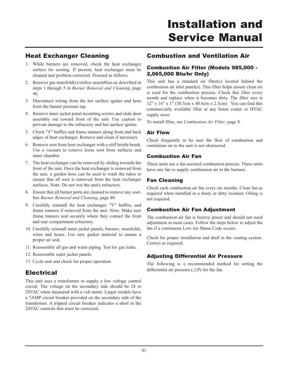 Installation and service manual | Lochinvar 000 - 2 User Manual | Page 41 / 52