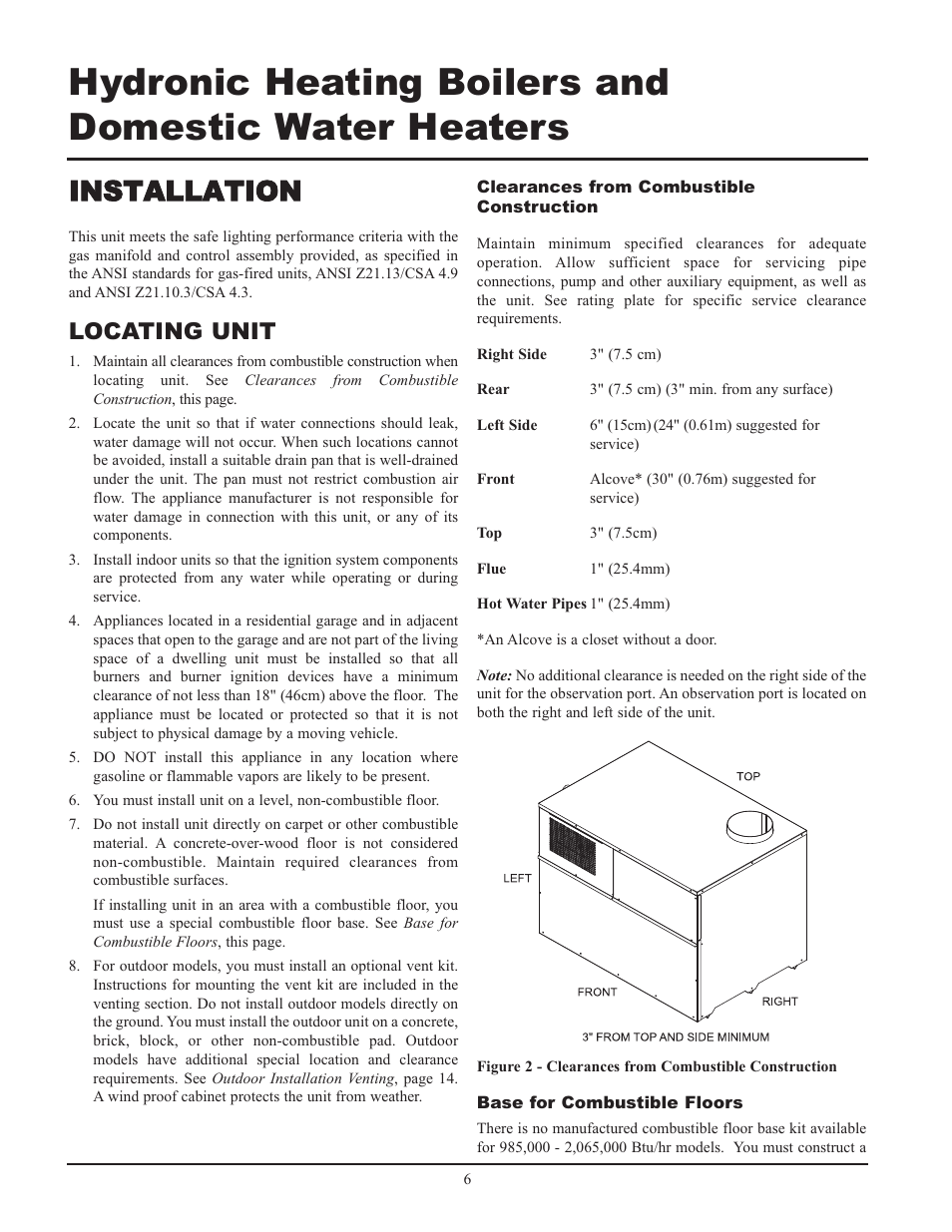 Installation, Locating unit | Lochinvar 000 - 2 User Manual | Page 6 / 52
