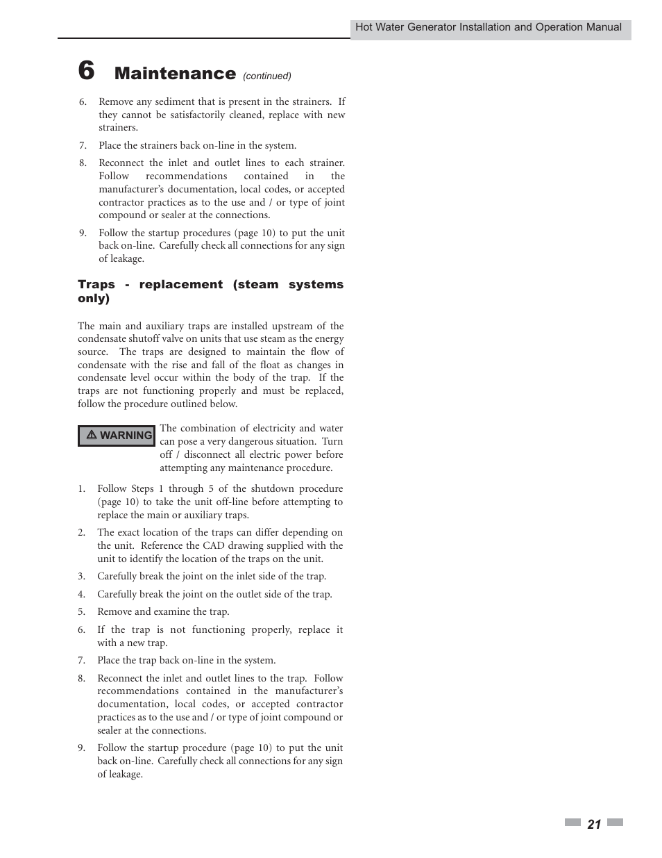 Maintenance | Lochinvar Hot Water Generator User Manual | Page 21 / 24