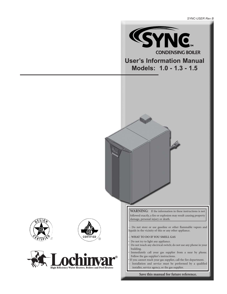 Lochinvar SYNO 1.5 User Manual | 16 pages