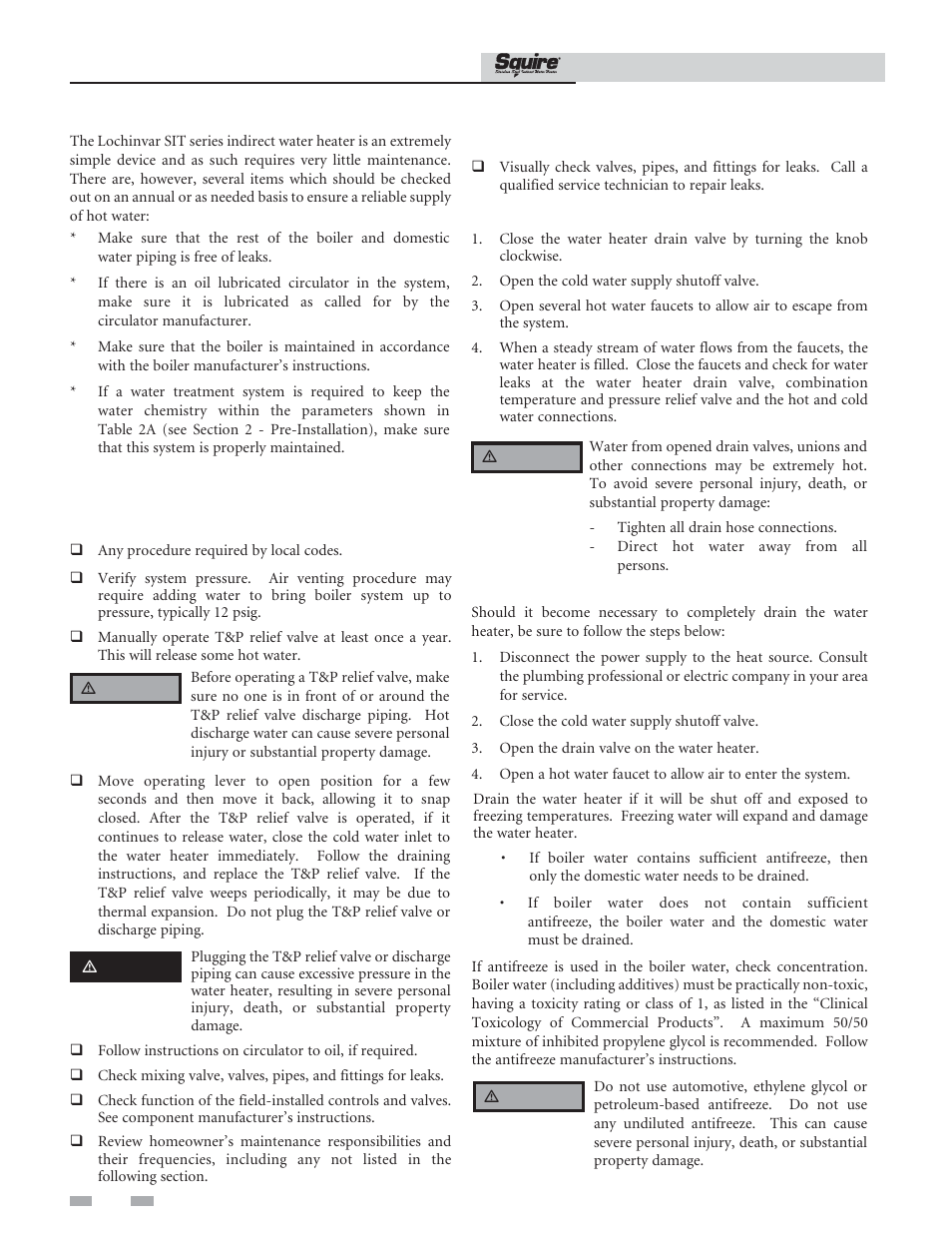 Maintenance, Maintenance schedule | Lochinvar SQUIRE SIT119 User Manual | Page 18 / 24