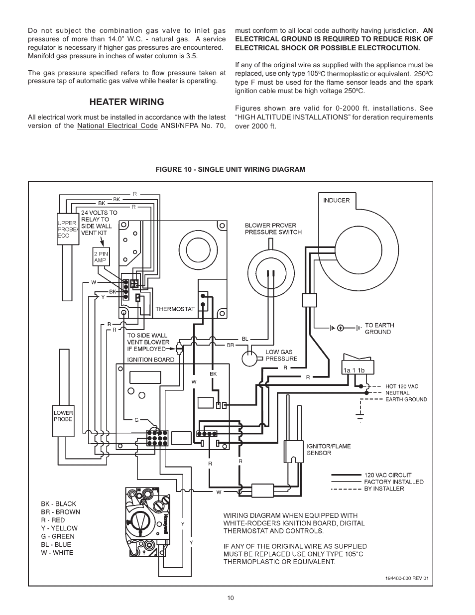 Heater wiring | Lochinvar Commercial Gas Glass Lined Tanke Type Water Heater CG150 User Manual | Page 10 / 28