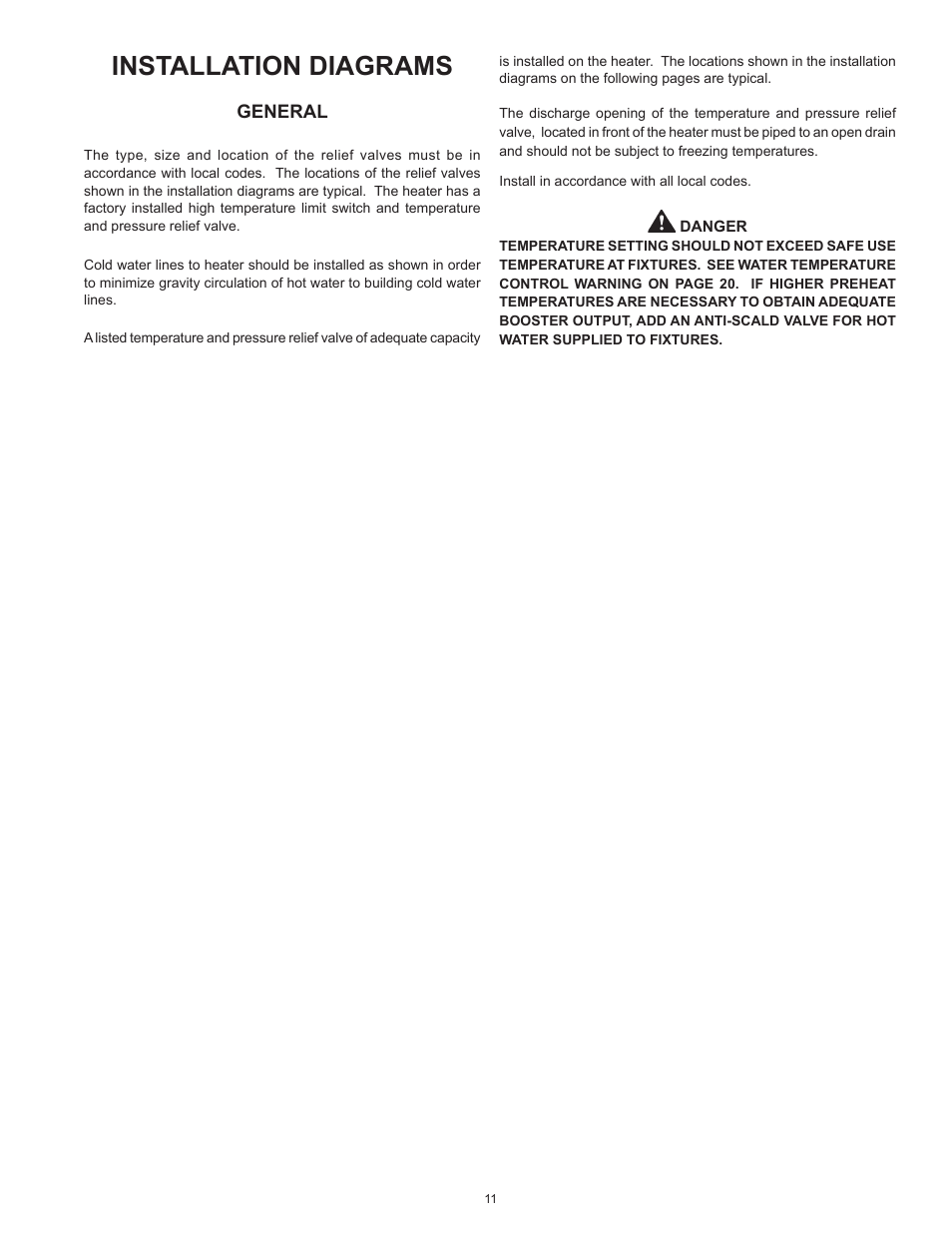 Installation diagrams | Lochinvar Commercial Gas Glass Lined Tanke Type Water Heater CG150 User Manual | Page 11 / 28