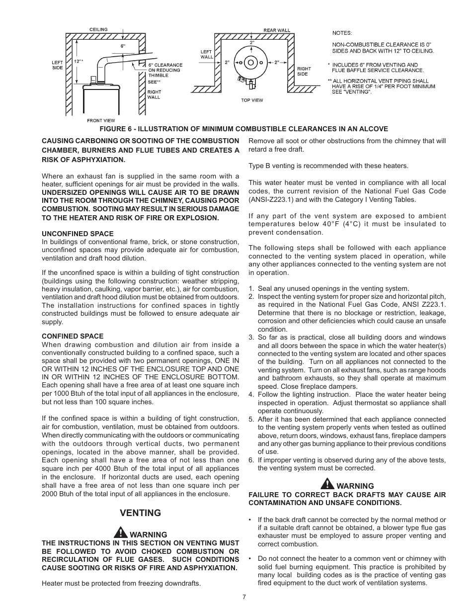 Venting | Lochinvar Commercial Gas Glass Lined Tanke Type Water Heater CG150 User Manual | Page 7 / 28