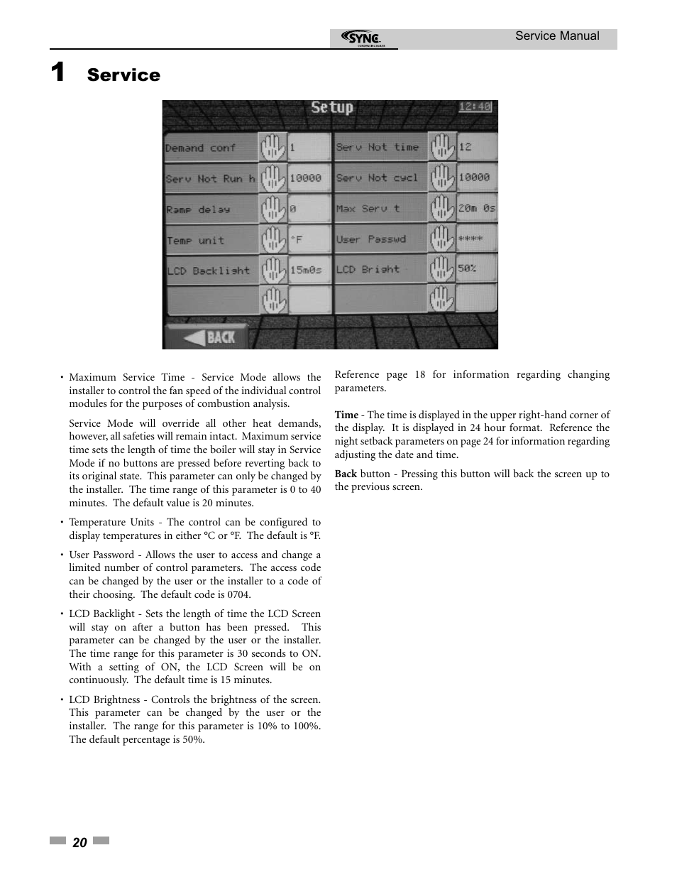 Service | Lochinvar 1.3 User Manual | Page 20 / 56