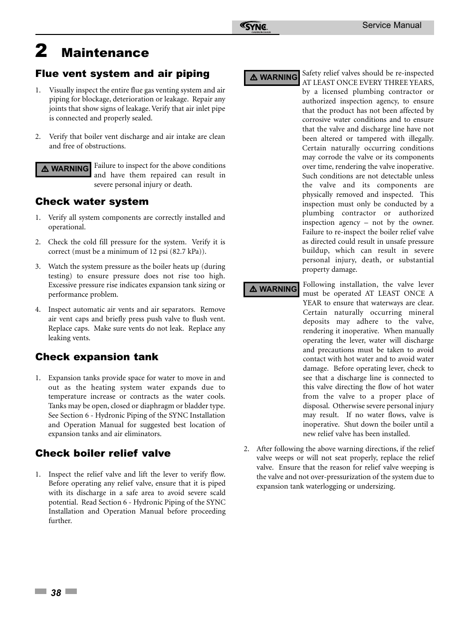 Maintenance | Lochinvar 1.3 User Manual | Page 38 / 56