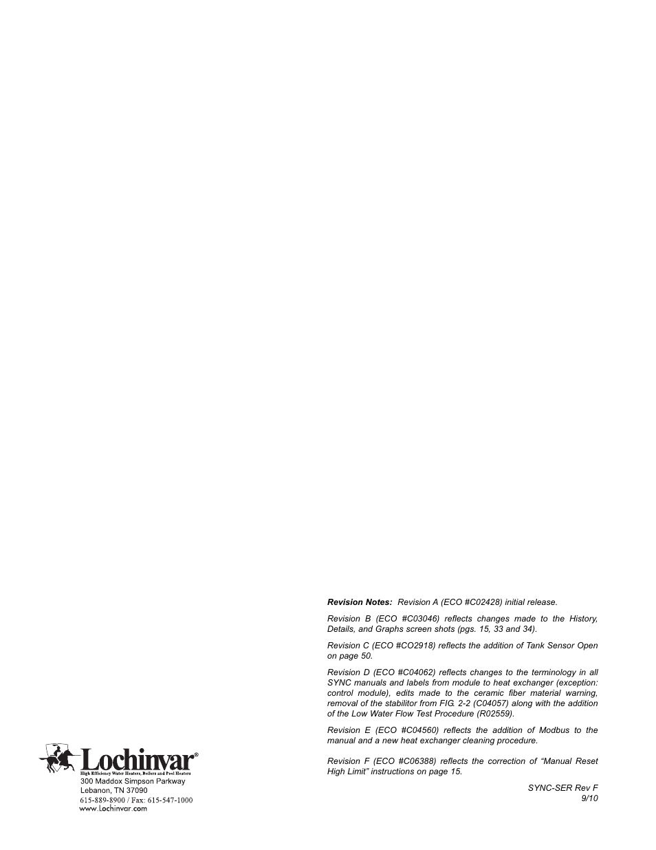 Lochinvar 1.3 User Manual | Page 56 / 56