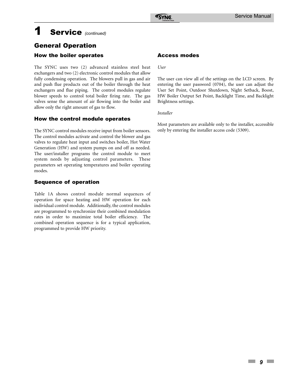 Service | Lochinvar 1.3 User Manual | Page 9 / 56