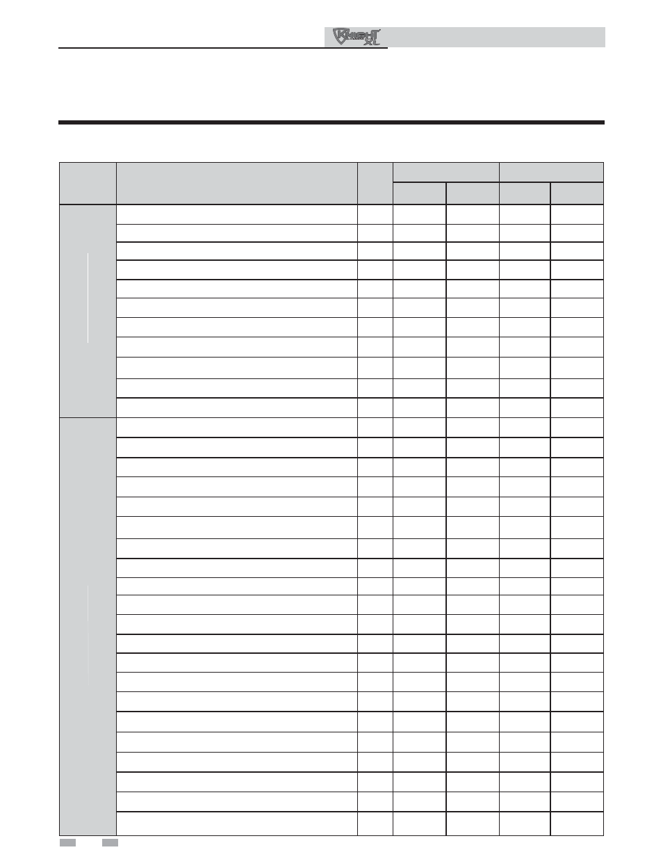 Service, Parameter table | Lochinvar KNIGHT 801 User Manual | Page 16 / 48