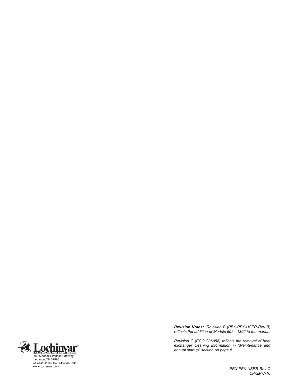 Lochinvar 502 User Manual | Page 16 / 16