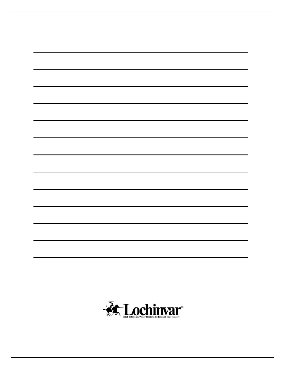 Lochinvar WATER HEATERS User Manual | Page 12 / 12