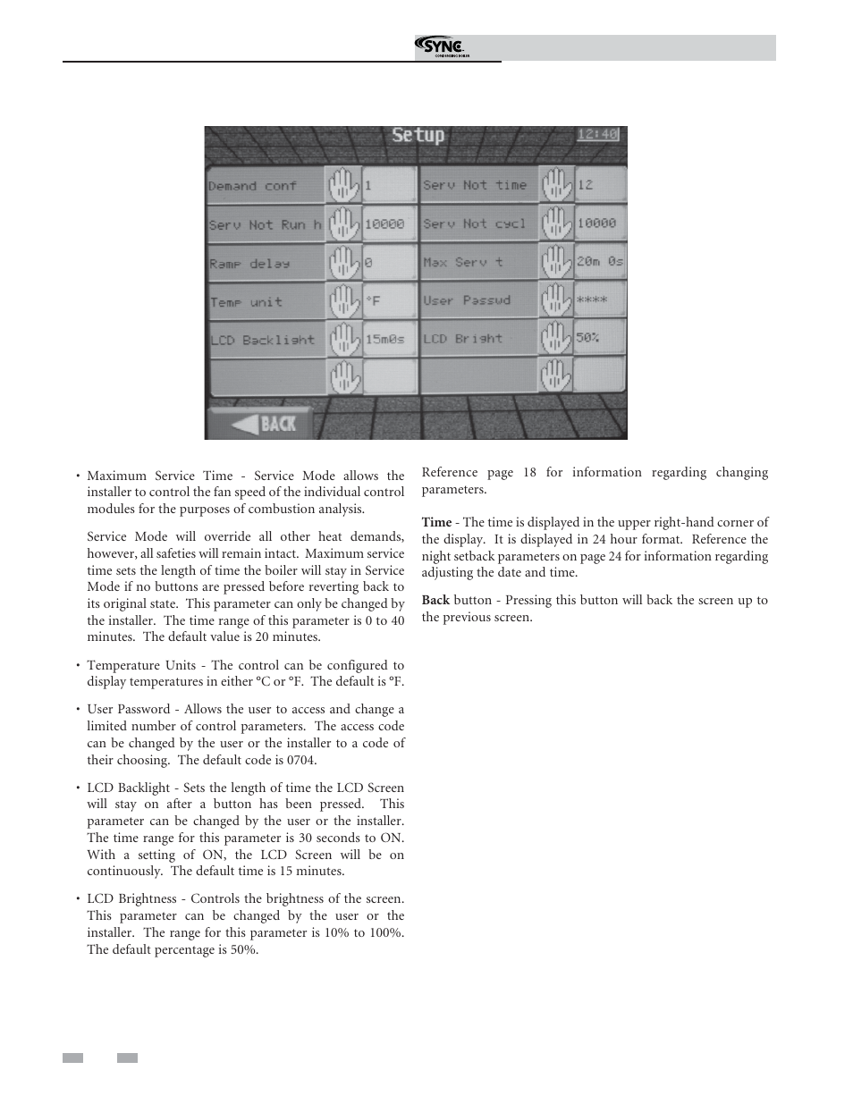 Service | Lochinvar Sync Condensing Boiler 1.3 User Manual | Page 20 / 56