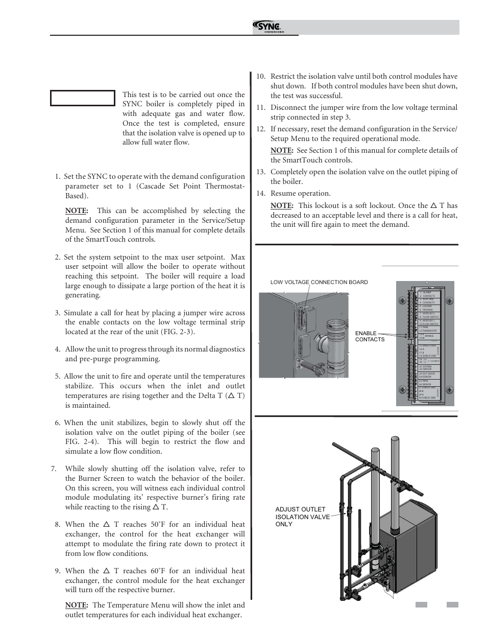 Maintenance, Test low water flow conditions, Notice | Test procedure, Service manual | Lochinvar Sync Condensing Boiler 1.3 User Manual | Page 41 / 56