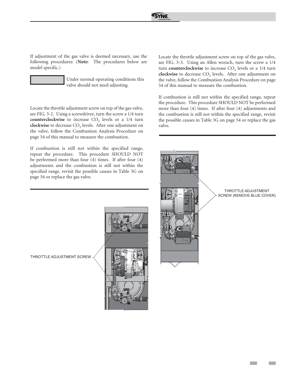 Troubleshooting, Gas valve adjustment procedure | Lochinvar Sync Condensing Boiler 1.3 User Manual | Page 55 / 56
