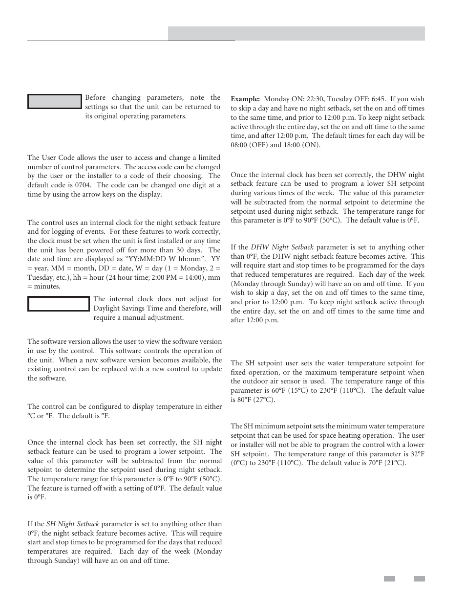 Service, Viewable and changeable control parameters | Lochinvar Copper-fin II/IIE 402 - 2072 User Manual | Page 17 / 44
