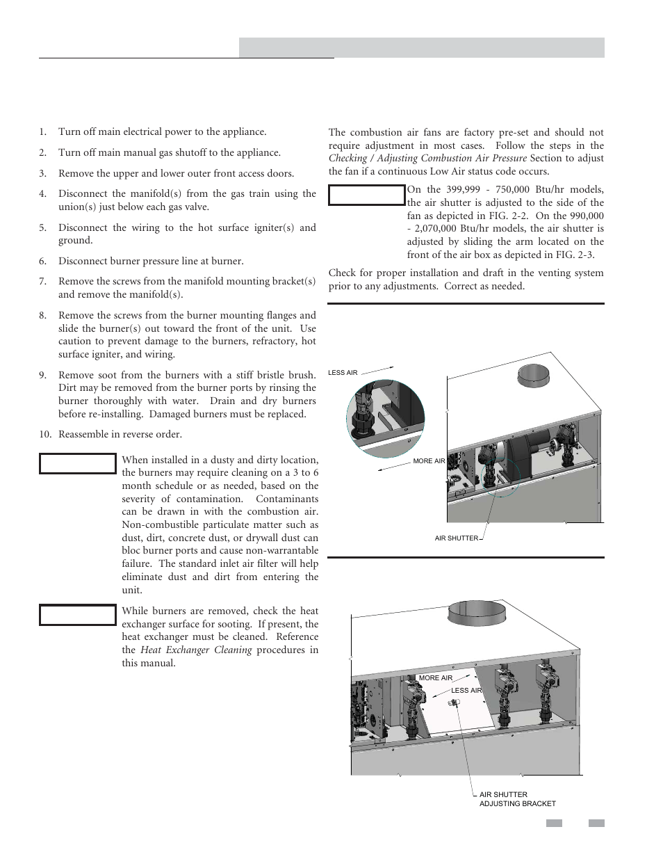 Maintenance, Checking combustion air pressure | Lochinvar Copper-fin II/IIE 402 - 2072 User Manual | Page 29 / 44