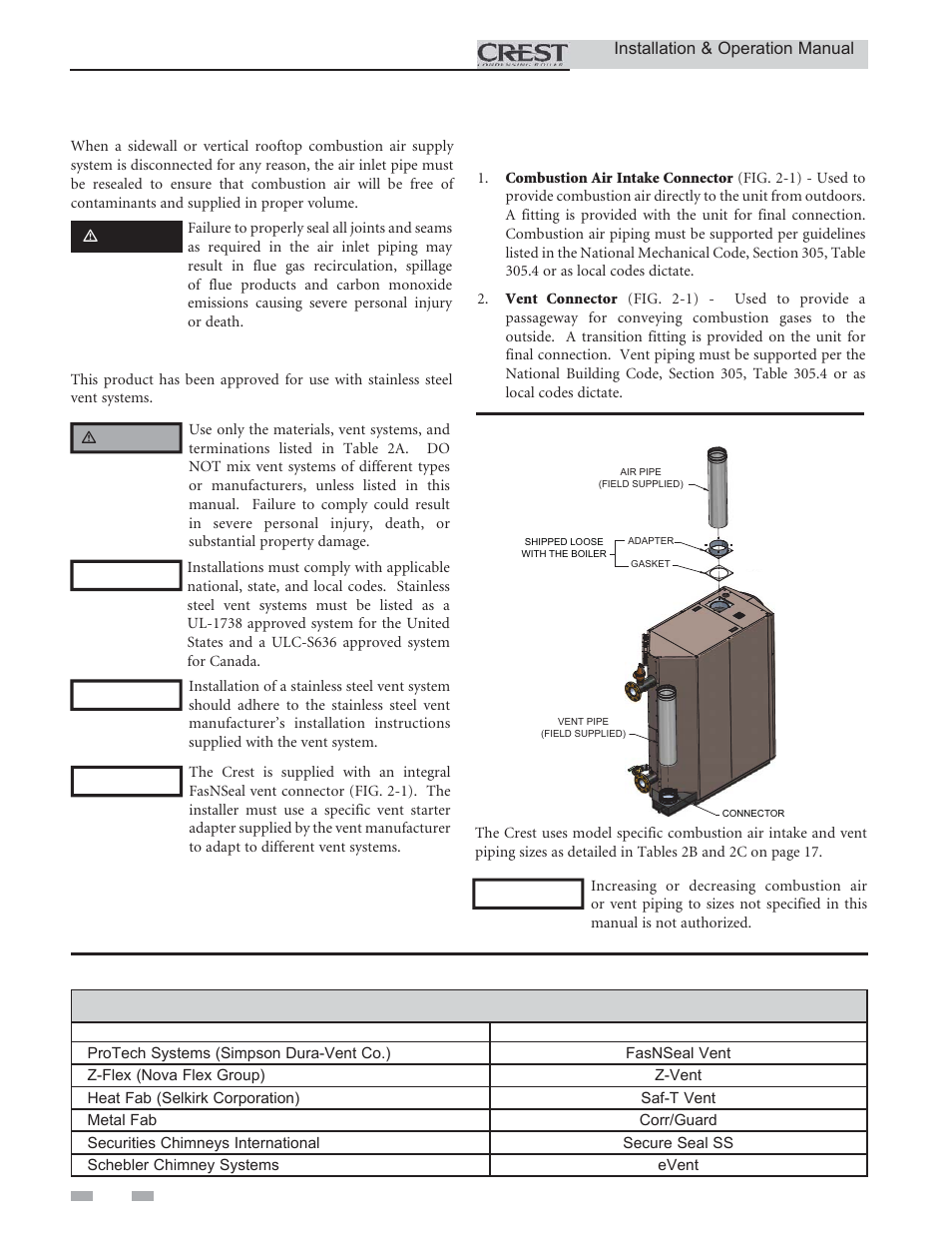 General, Venting | Lochinvar CREST 2.5 User Manual | Page 16 / 60