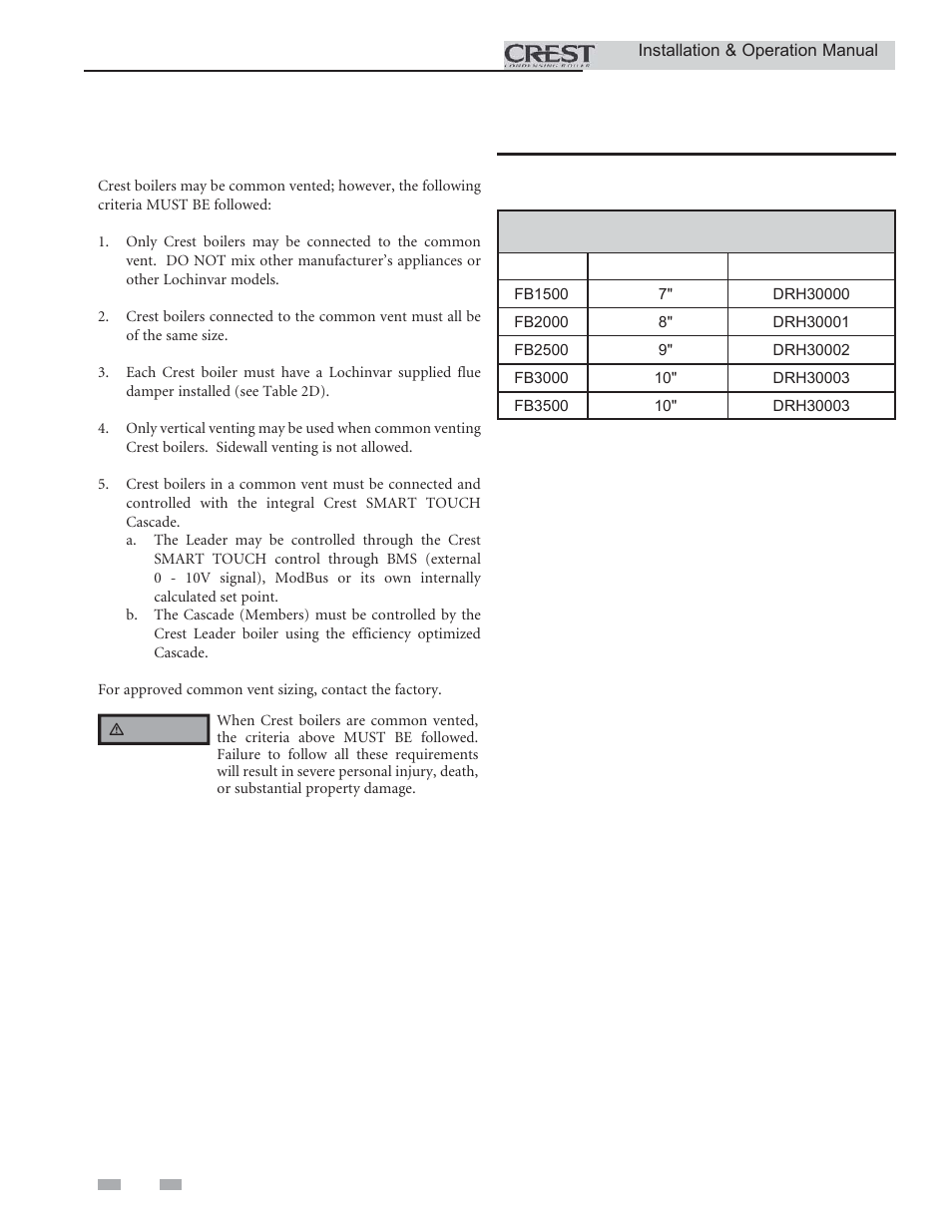 General, Venting | Lochinvar CREST 2.5 User Manual | Page 18 / 60