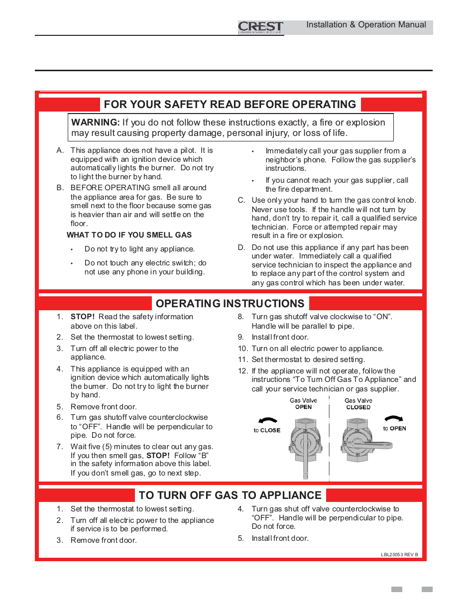 Start-up, For your safety read before operating, Operating instructions | Lochinvar CREST 2.5 User Manual | Page 43 / 60