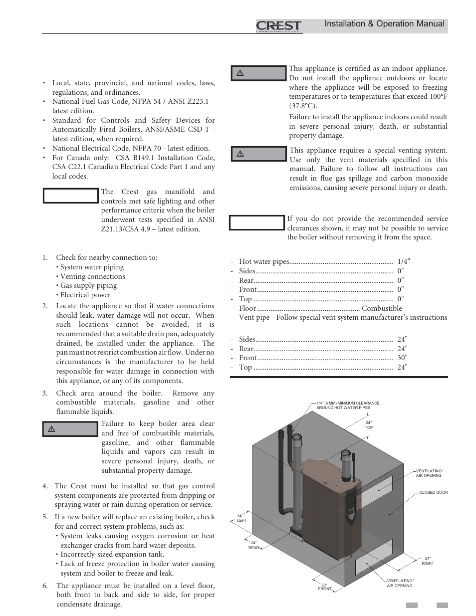 Determine boiler location | Lochinvar CREST 2.5 User Manual | Page 7 / 60