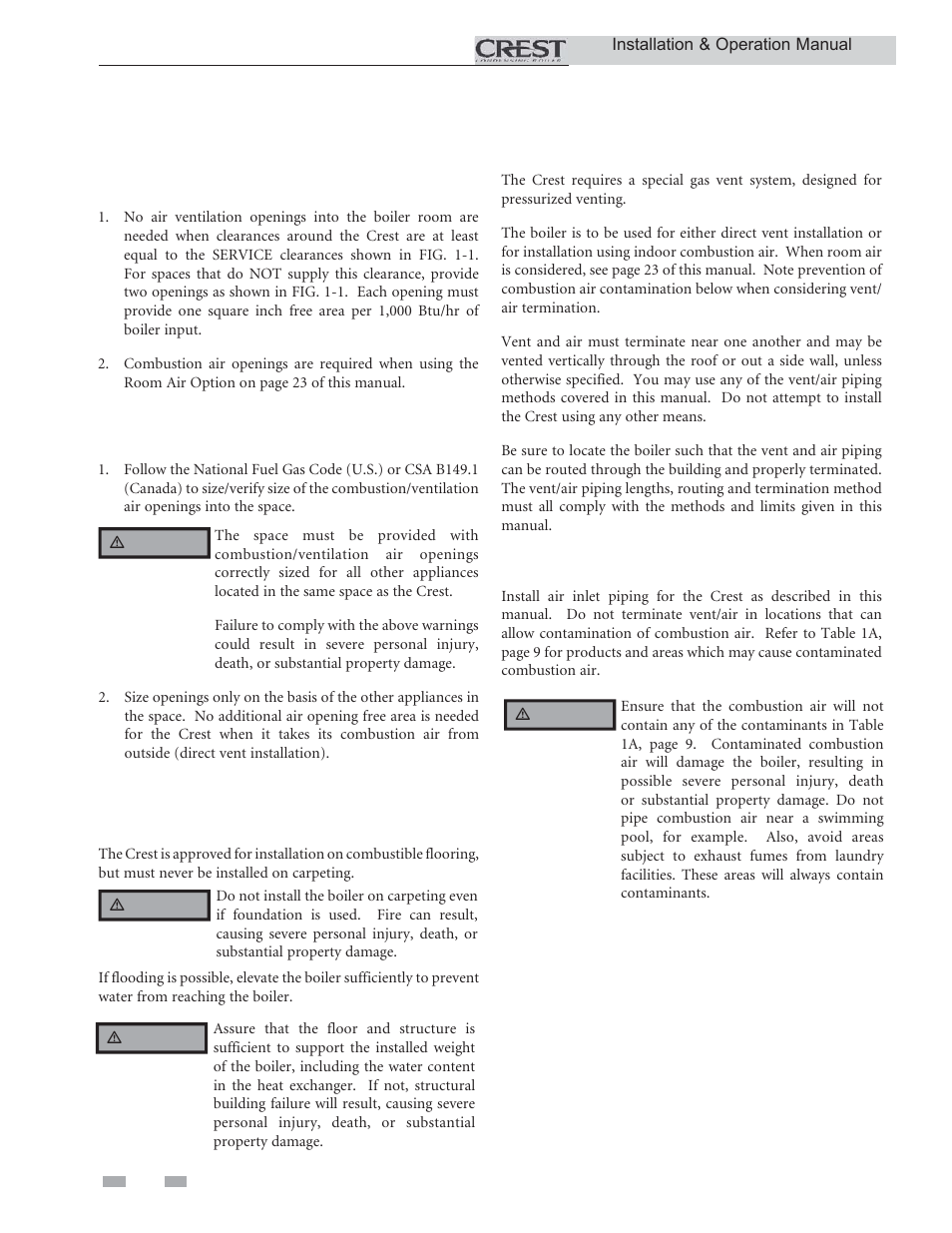 Determine boiler location | Lochinvar CREST 2.5 User Manual | Page 8 / 60