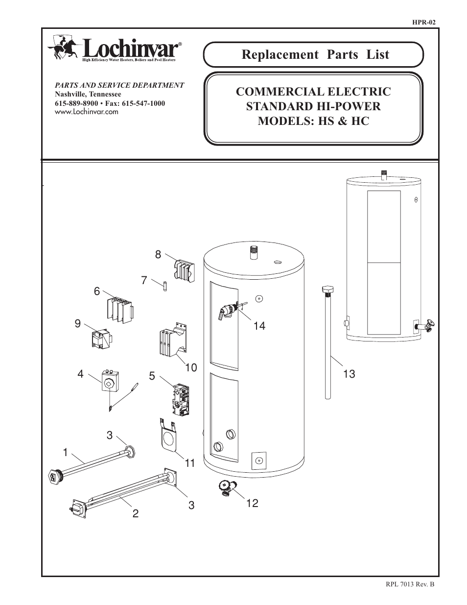 Lochinvar HS User Manual | 2 pages