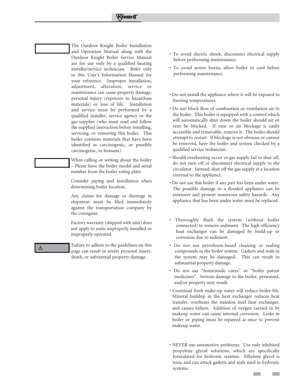 Please read before proceeding | Lochinvar Outdoor Knight Boiler 286 User Manual | Page 3 / 16