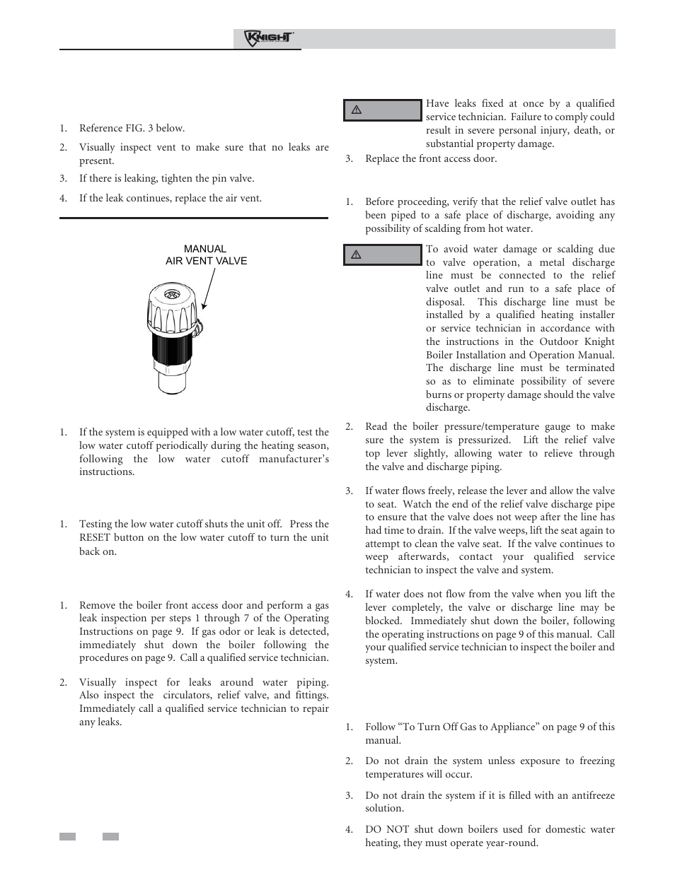 Maintenance schedule | Lochinvar Outdoor Knight Boiler 286 User Manual | Page 8 / 16