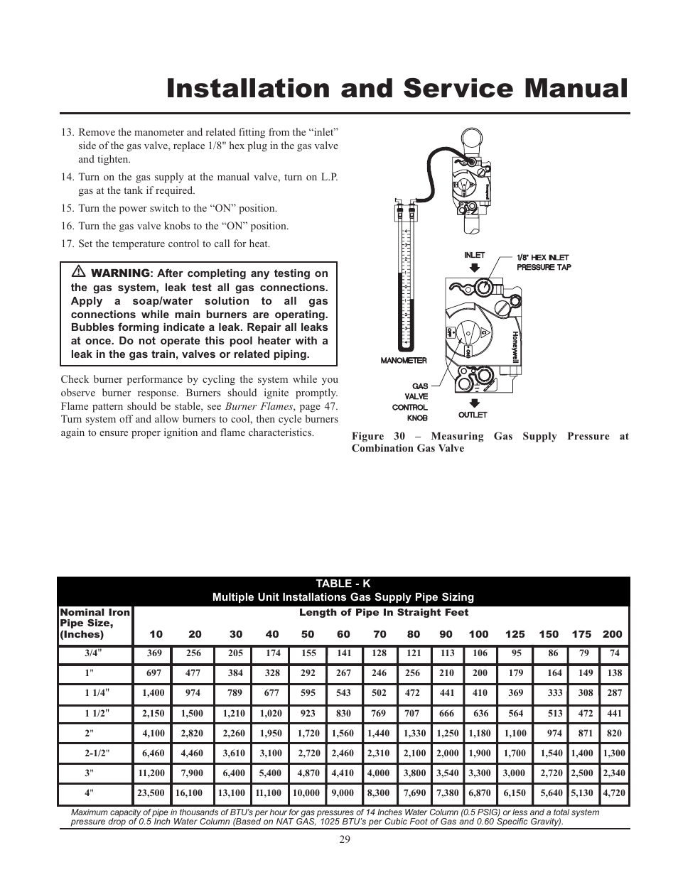 Installation and service manual | Lochinvar GAS HEATER FOR COMMERICAL POOL APPLICATIONS User Manual | Page 29 / 60
