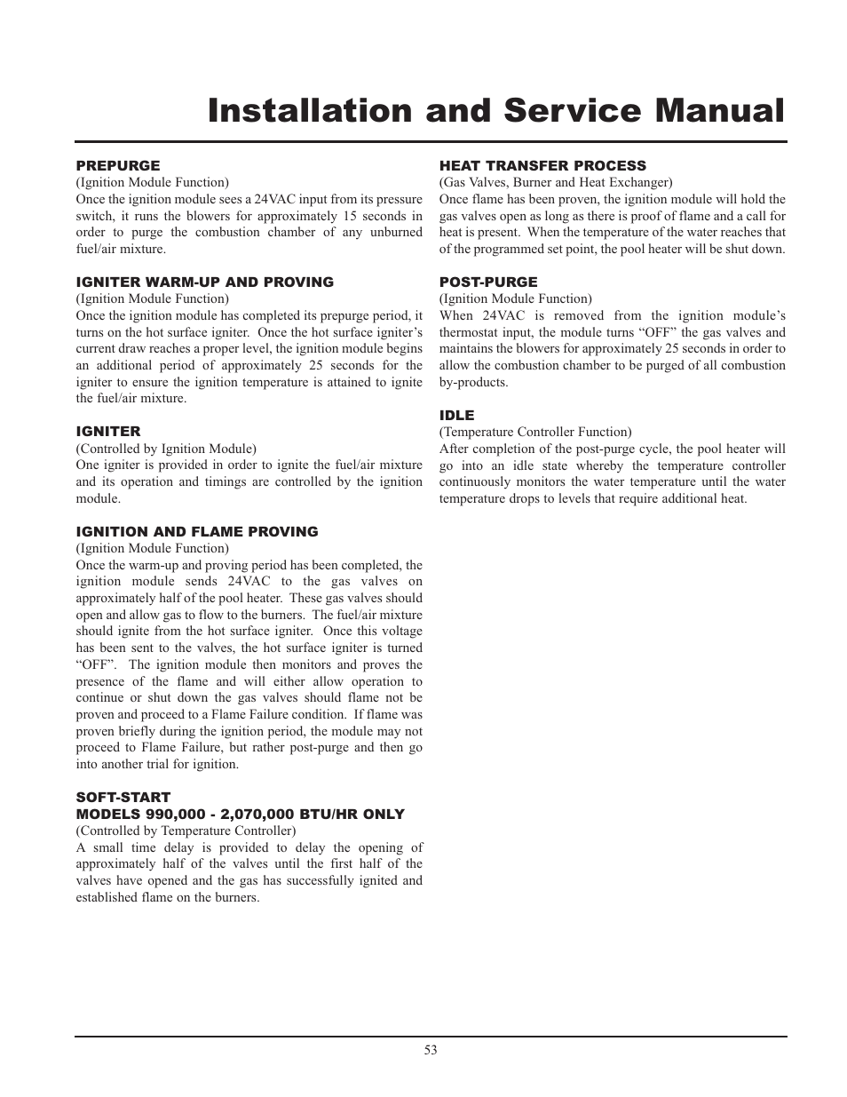Installation and service manual | Lochinvar GAS HEATER FOR COMMERICAL POOL APPLICATIONS User Manual | Page 53 / 60