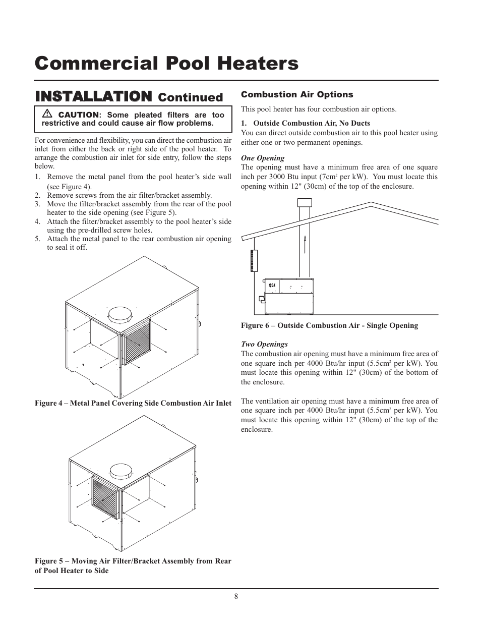 Commercial pool heaters, Iin ns st ta al ll la at tiio on n, Continued | Lochinvar GAS HEATER FOR COMMERICAL POOL APPLICATIONS User Manual | Page 8 / 60