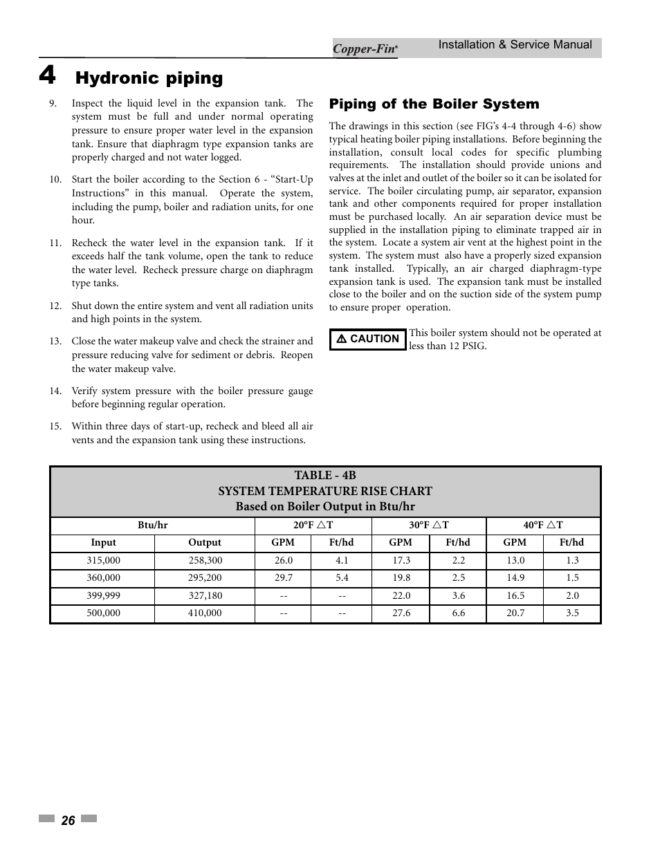 Hydronic piping, Piping of the boiler system | Lochinvar 000 - 500 User Manual | Page 26 / 68