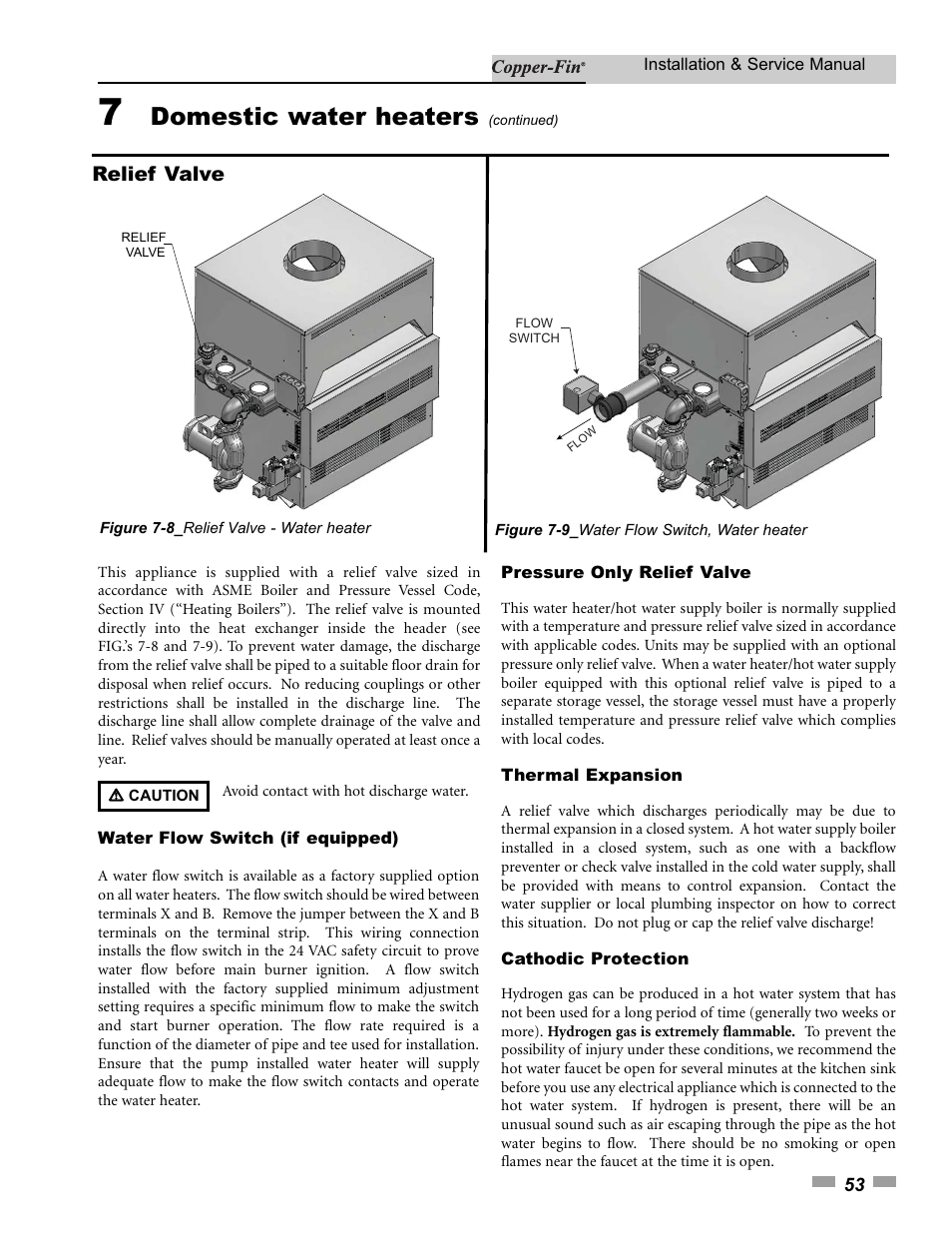 Domestic water heaters, Relief valve | Lochinvar 000 - 500 User Manual | Page 53 / 68