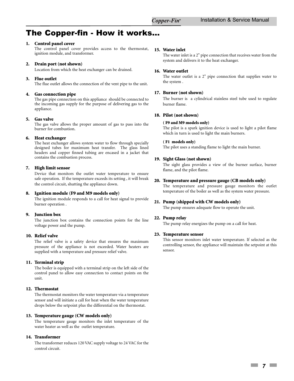 The copper-fin - how it works | Lochinvar 000 - 500 User Manual | Page 7 / 68