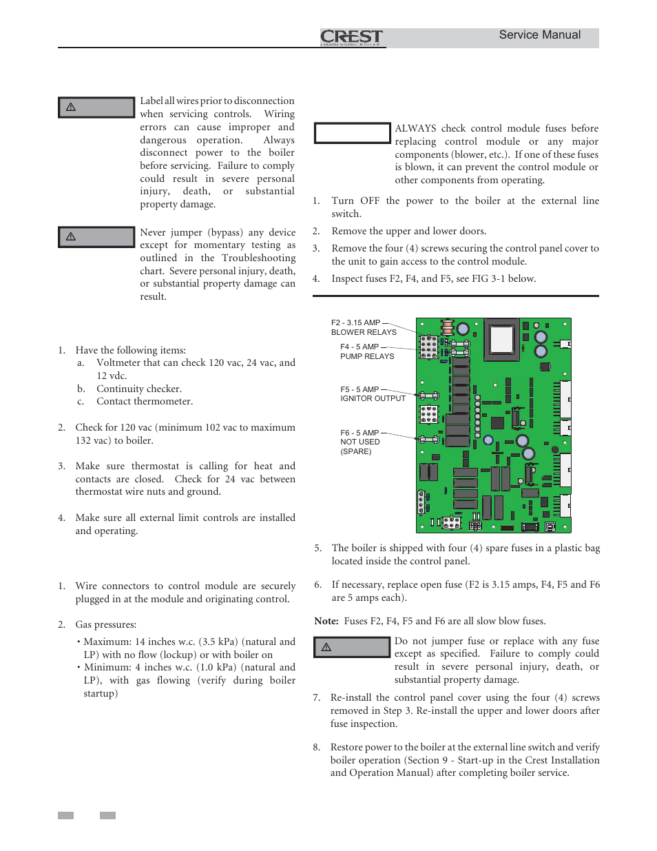 Troubleshooting, Before troubleshooting, Check the following | Check control module fuses | Lochinvar CREST 3 User Manual | Page 36 / 56
